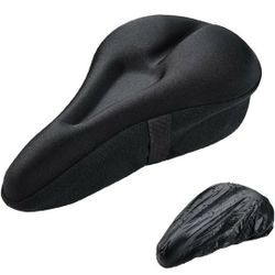 Gel Bike Seat Cover，Extra Soft Gel Bicycle Seat，Bike Saddle Cushion with Water&Dust Resistant Cover ，Suitable for Outdoor and Indoor Bikes

