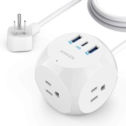 Anker Power Strip, PowerCube with 3 Outlets & 30W USB C,5ft Extension Cord, Power Delivery High-Speed Charging for iPhone 14/14Pro/13/12, for Dorm/Off