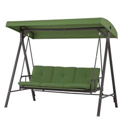 Clough 3-Person Patio / Porch Swing with Adjustable Canopy, Green