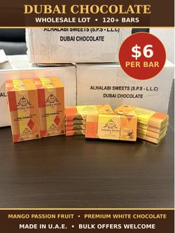 WHOLESALE LOT — Sahara Bites Dubai Chocolate Bars — Mango Passion Fruit (120+ Bars)