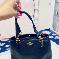 Coach Minetta Satchel Handbag In Black Leather