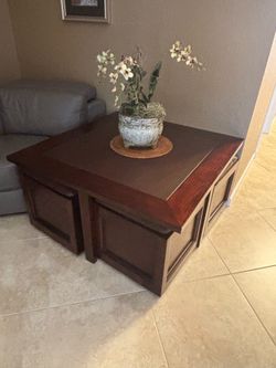 Square Coffee Table w/ Storage Ottomans