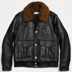 (Coach) Leather Jacket 1941 Brown Collar
