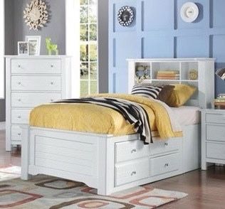 Brand New White Bookcase Bed with Storage