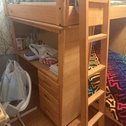 Bunk Bed with Desk, Drawers, and Full/Twin Setup