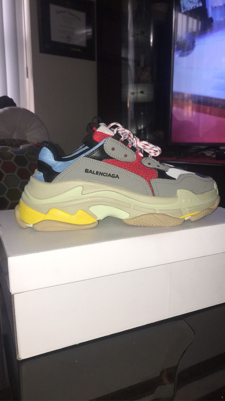 Balenciaga Triple S Red Yellow Men Size 9 Sneakers Designer Athletic Fashion Shoes for Sale in Fort Lauderdale, FL - OfferUp