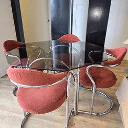 Vintage Mid Century Modern Glass Top Dining Set Made By Daystrom