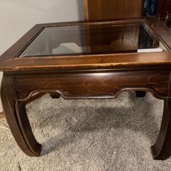 Wooden Table With Glass Top