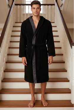 Emporio Armani Men's Micro Sponge Hooded Bathrobe Small