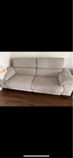Recliner Light Gray Fabric 2-Seat Sofa