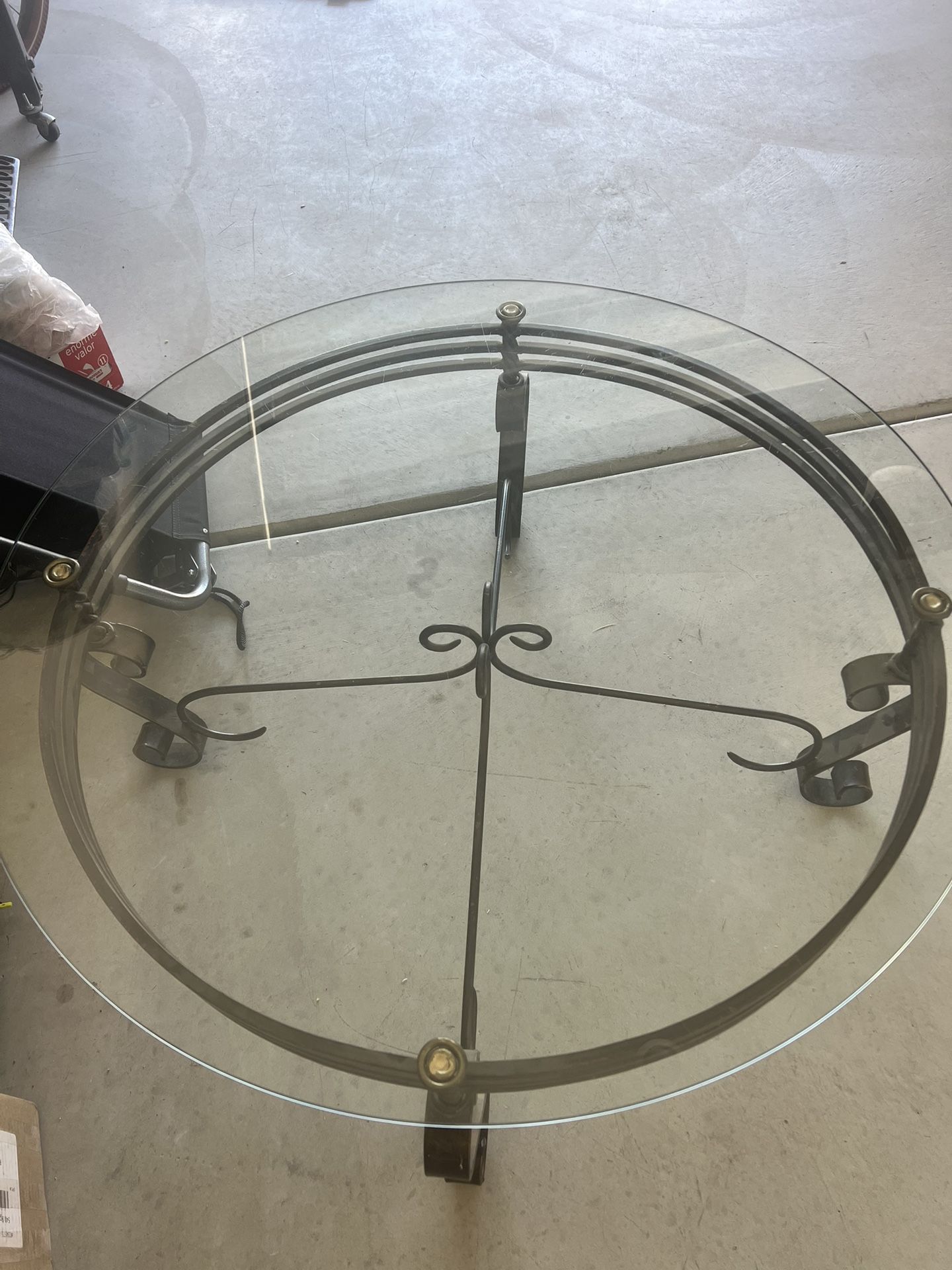 Glass Coffee Table With Rod Iron