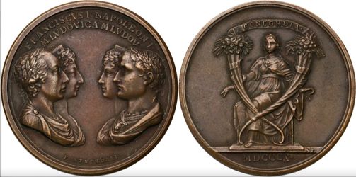 *FRENCH BRONZE MEDAL OF WEDDING OF NAPOLEON BONAPARTE AND MARIE-LOUISE*