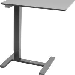 2 Electric 28 x 20 inch Overbed Table, Mobile Bedside Table, Height Adjustable Couch Desk, Black,