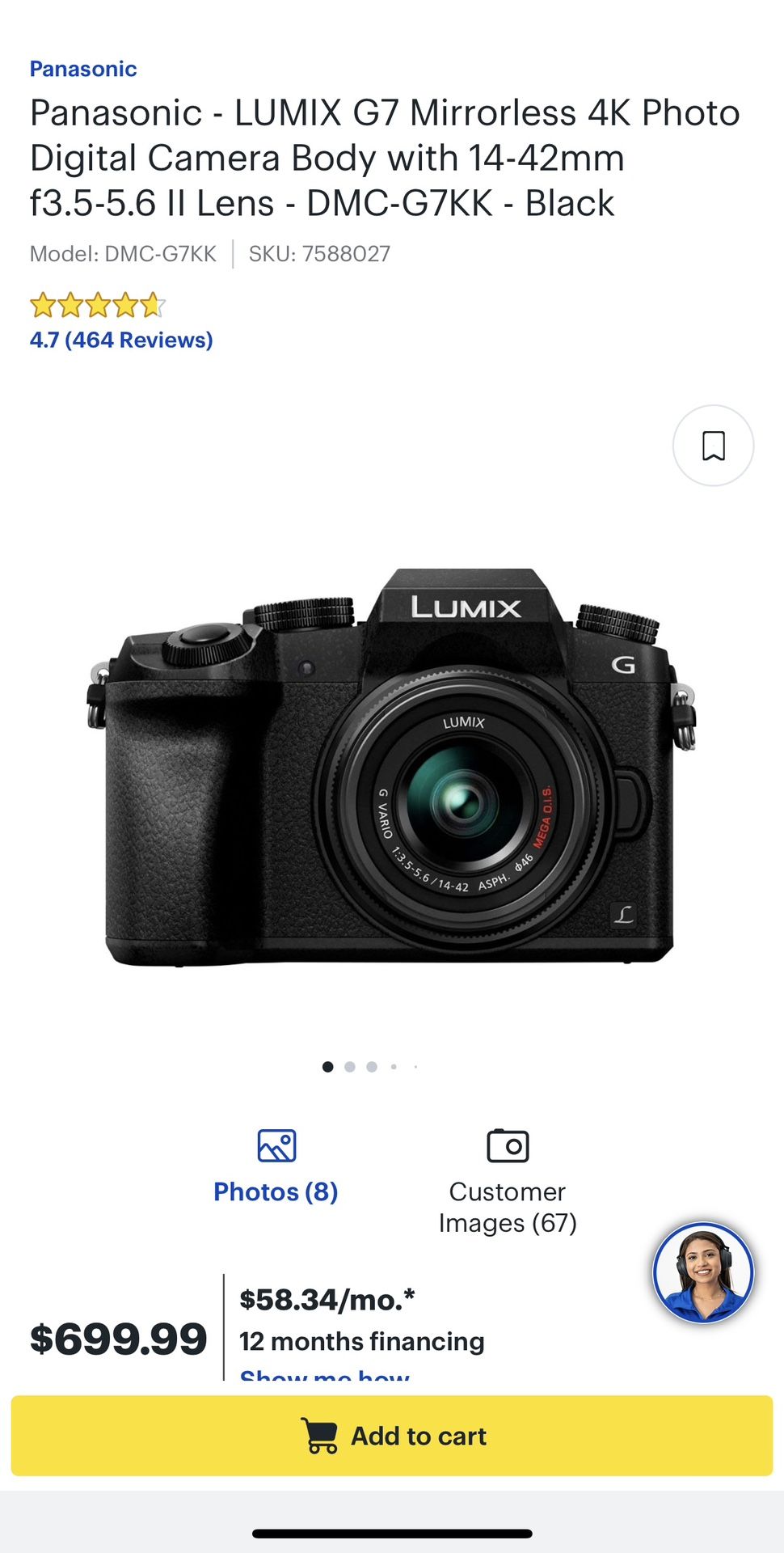 Panasonic LUMIX G7  Mirrorless 4k Digital Camera 