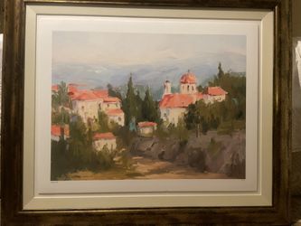 Village Oil Painting 49x41 Inches