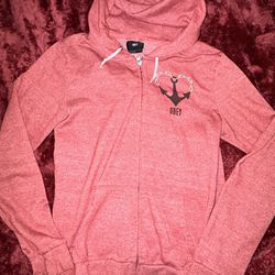 women’s Sz:L obey zip hoodie w embroidered back
