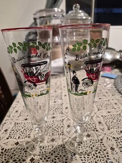 Vintage Libbey "Horseless Carriage" 1905 Buick Model C Pilsner glasses