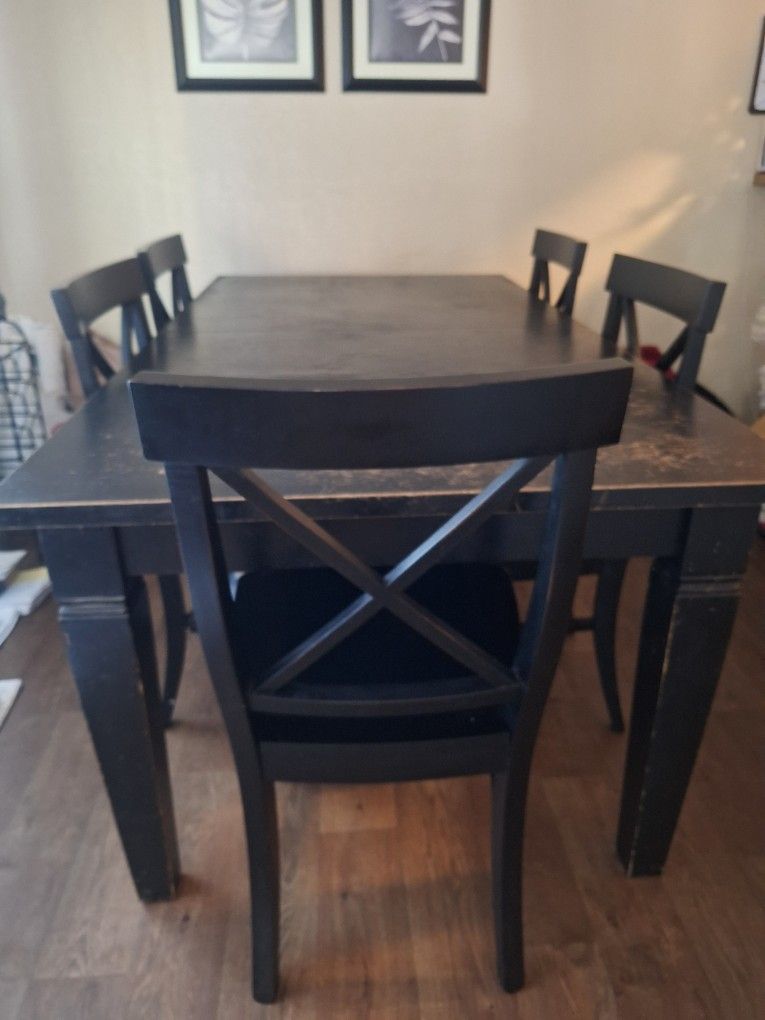 SOLID WOOD POTTERY BARN BLACK TABLE
