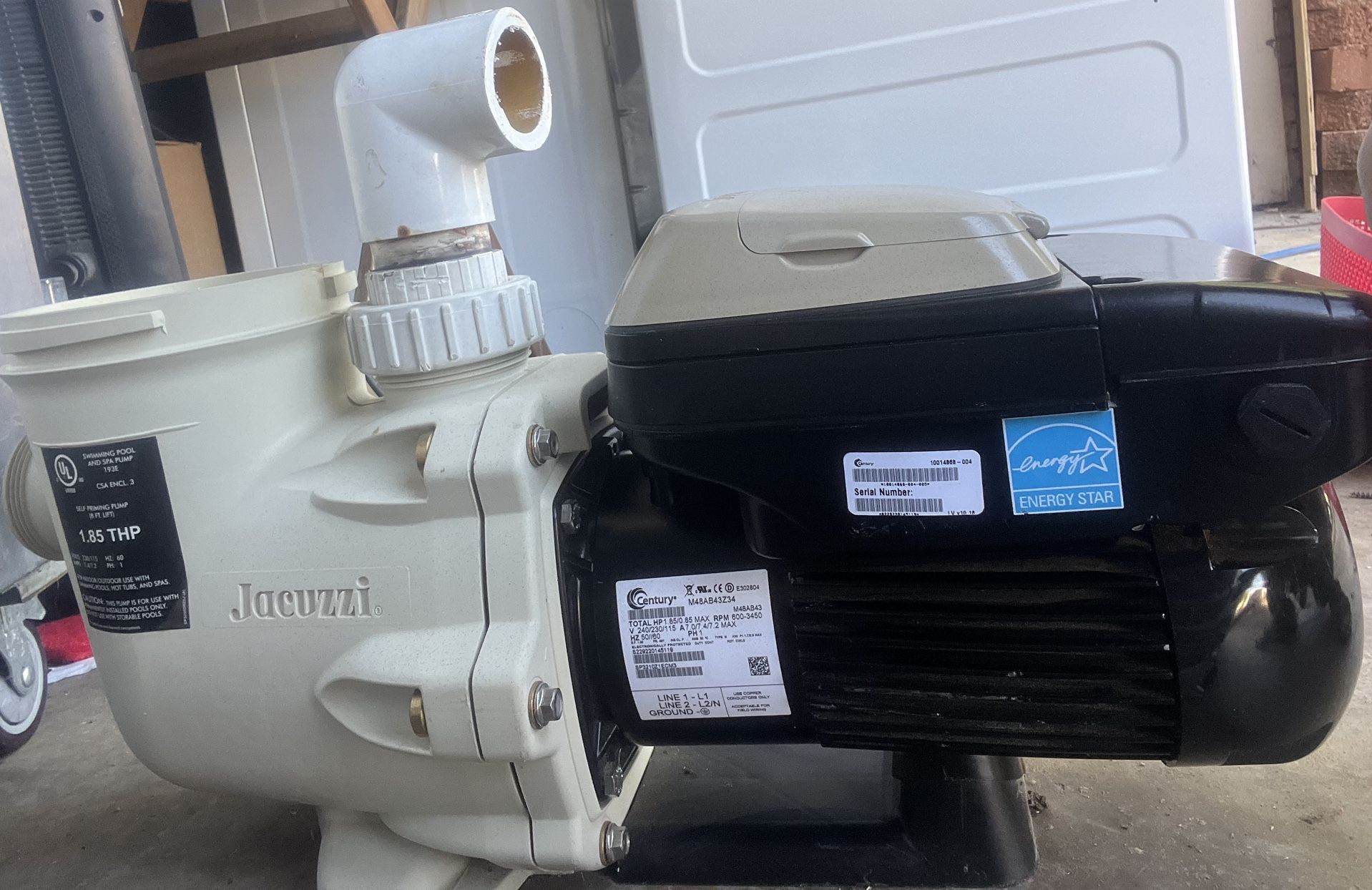 Jacuzzi 1.85 HP Pool Pump – Energy Star – Untested (As-Is) 