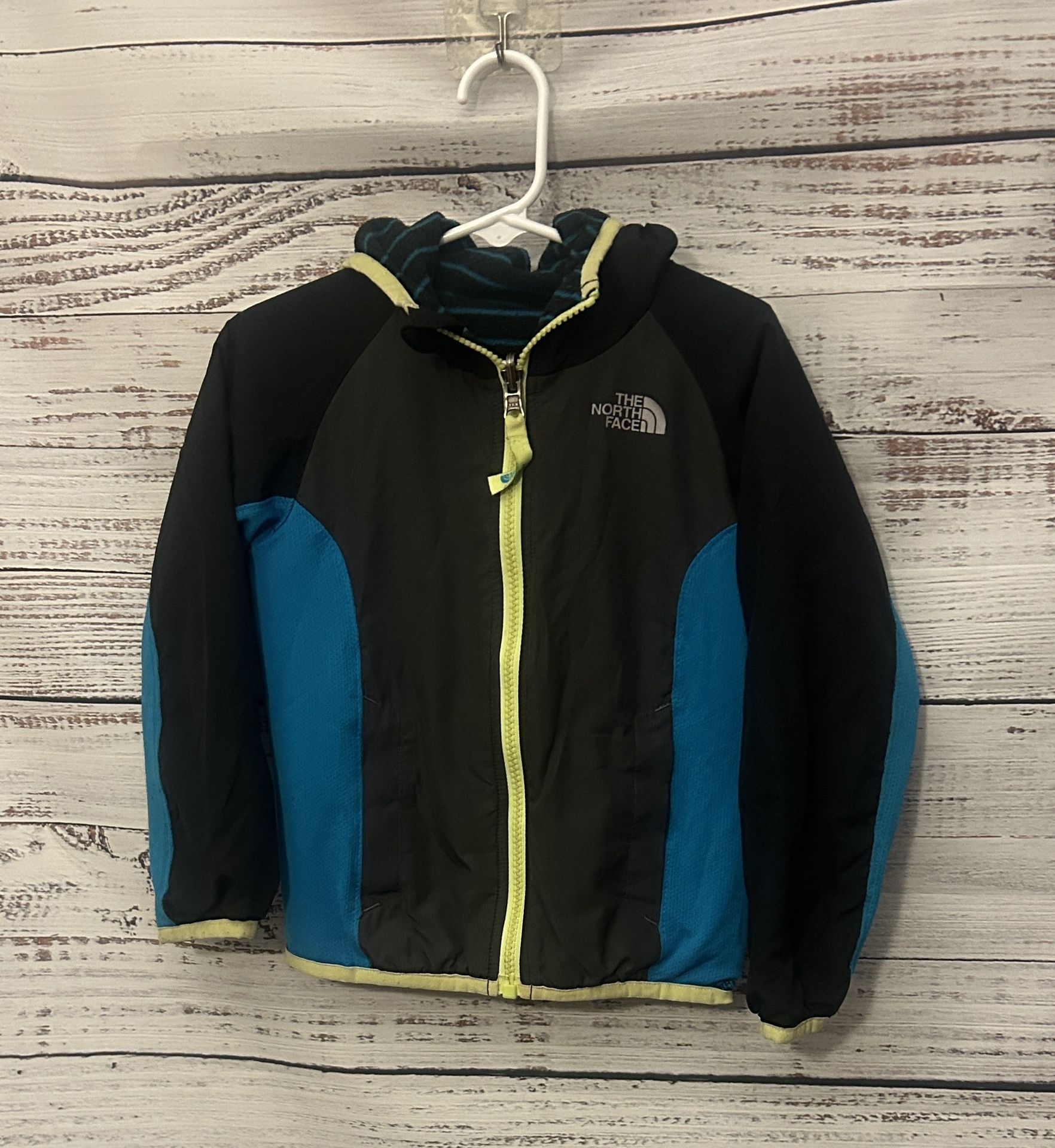 Kids The North Face Kids Black and Blue Jacket with Yellow Trim size 4t