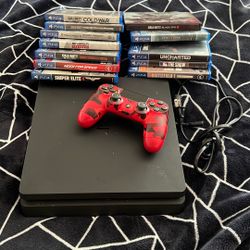 PS4 slim With Controller And 12 Games 
