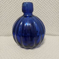  Cobalt Blue Glass Decanter Bottled Ribbed