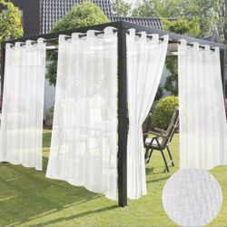 HolidayIdeas White Outdoor Sheer Curtains for Patio