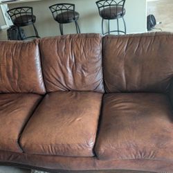 Brown Leather Sofa And Love Seat 