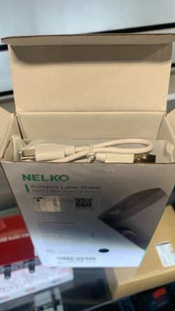 white Nelko P21 portable Bluetooth thermal label maker, featured on its product packaging
