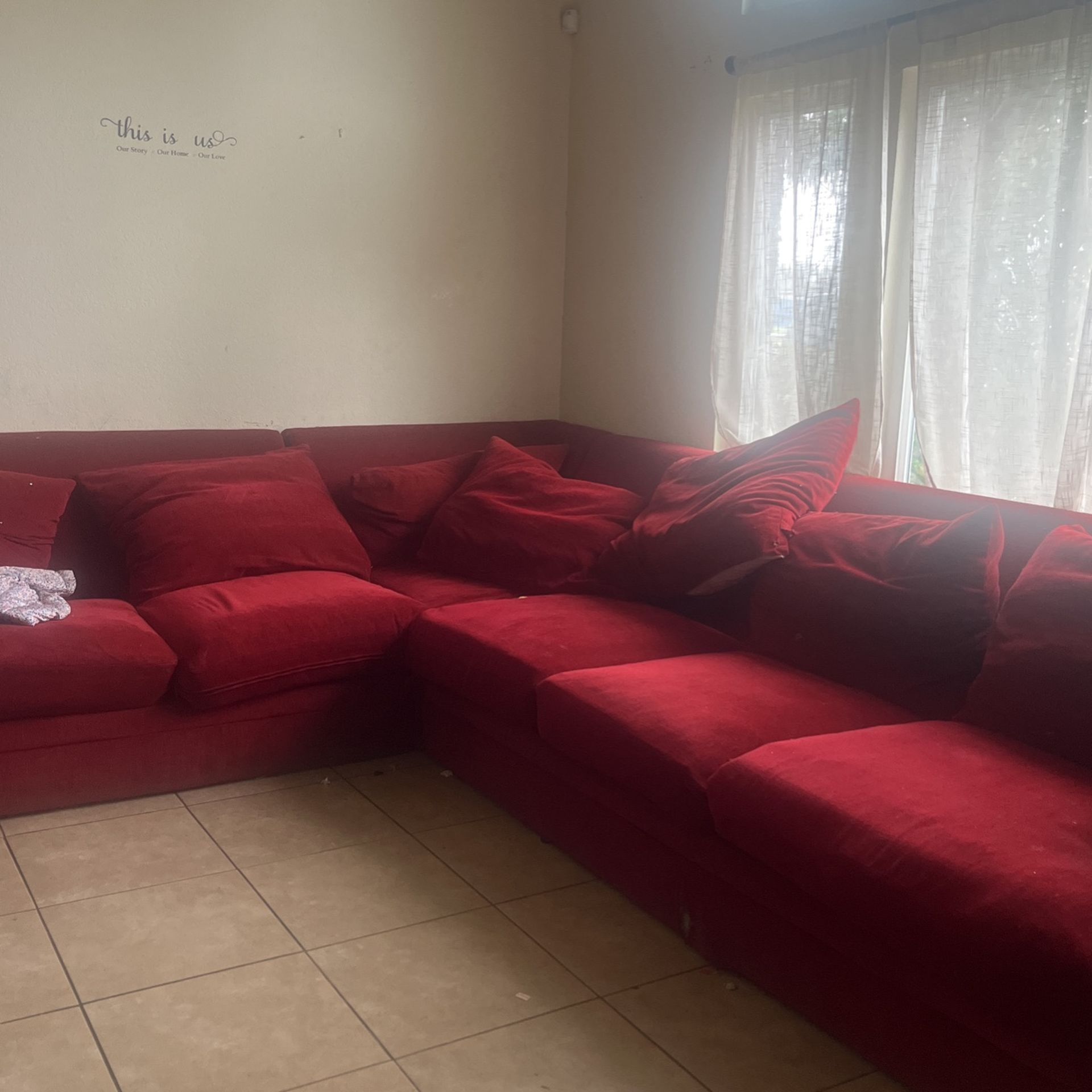 Red Large Family Couch