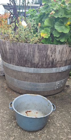 Vintage Gray Enamelware Pot With Handles