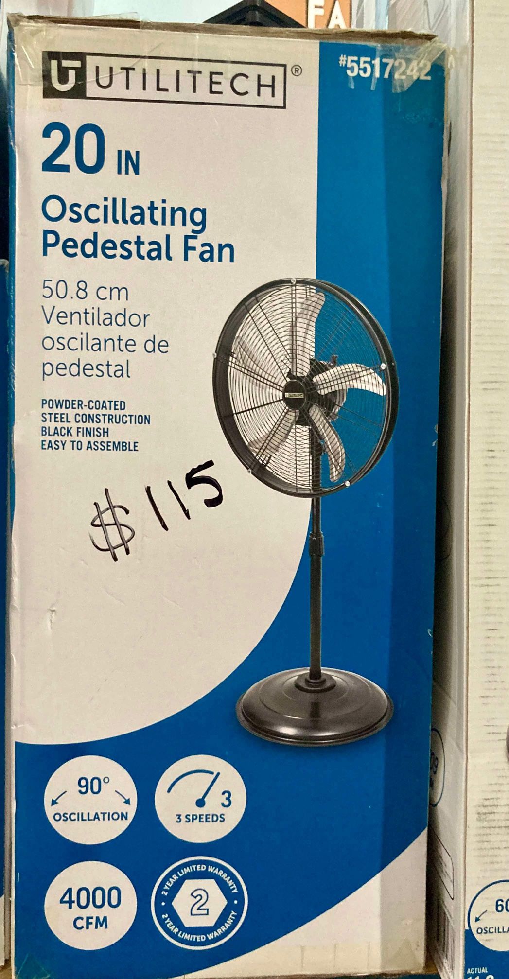 20in Oscillating Pedestal Fan