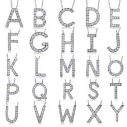 Initial Letter CZ Necklace in Sterling Silver
