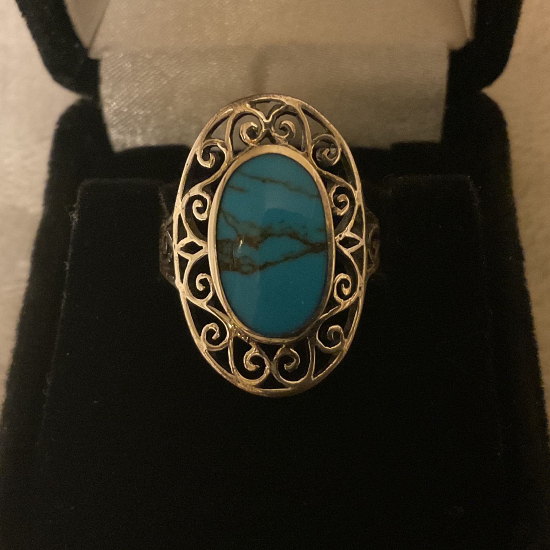 4 Vintage Sterling Silver 925 Rings With Turquoise Stone..Sizes 6,6,8,8