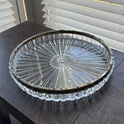 Glass Tray with Silver Plated Trim 
