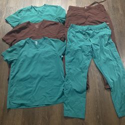 Lot Of 5 Mens Medical Scrub Shirts And Pants Size Large By Roth Wear #17