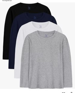 Boy And Girl Cotton Long Sleeve Shirt,Pack With 4 PCs,