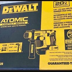 EXCLUSIVE DEAL⚠️DEWALT ATOMIC 20-Volt Battery MAX Cordless Brushless Ultra-Compact 5/8 in. SDS + Hammer Drill (Tool-Only)u