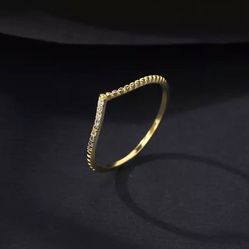 Gold Bead Band S925 Sz 7 & 8