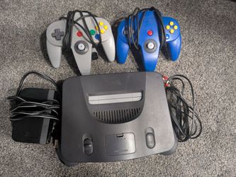 Nintendo 64 Console + cords + 2 controllers