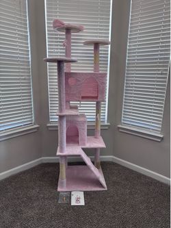 77” Cat Tower – Soft Pink Cat Tree with Scratching Posts & Condo