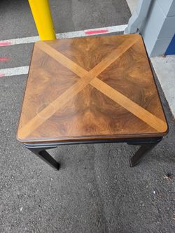 Wood Side Table with Burl Veneer Top