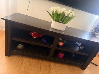 Dark Brown wood tv entertainment stand