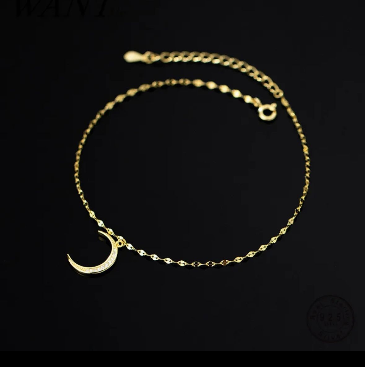 Sterling Silver Moon Anklet