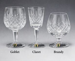 Waterford Crystal Carina Pattern Goblets, Clarets and Brandy glasses