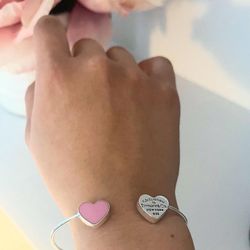 Pink Heart Bracelet .925 Silver