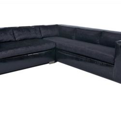 WALAROO BLACK CROC-LEATHER SECTIONAL COUCH