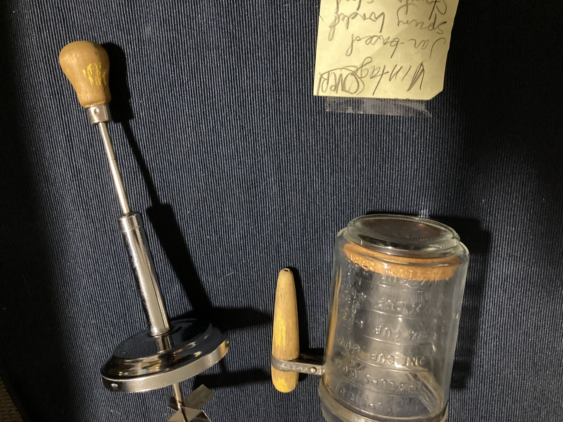 Antique FOLK GLASS FOOD CHOPPER 