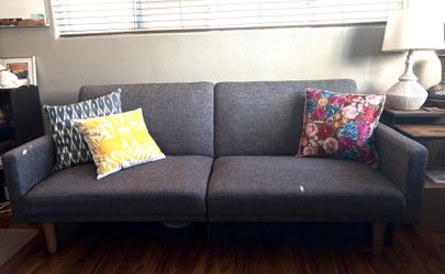 Grey midcentury modern Futon Sofa