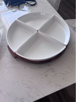 Better home and gardens acacia stoneware lazy Susan from Walmart